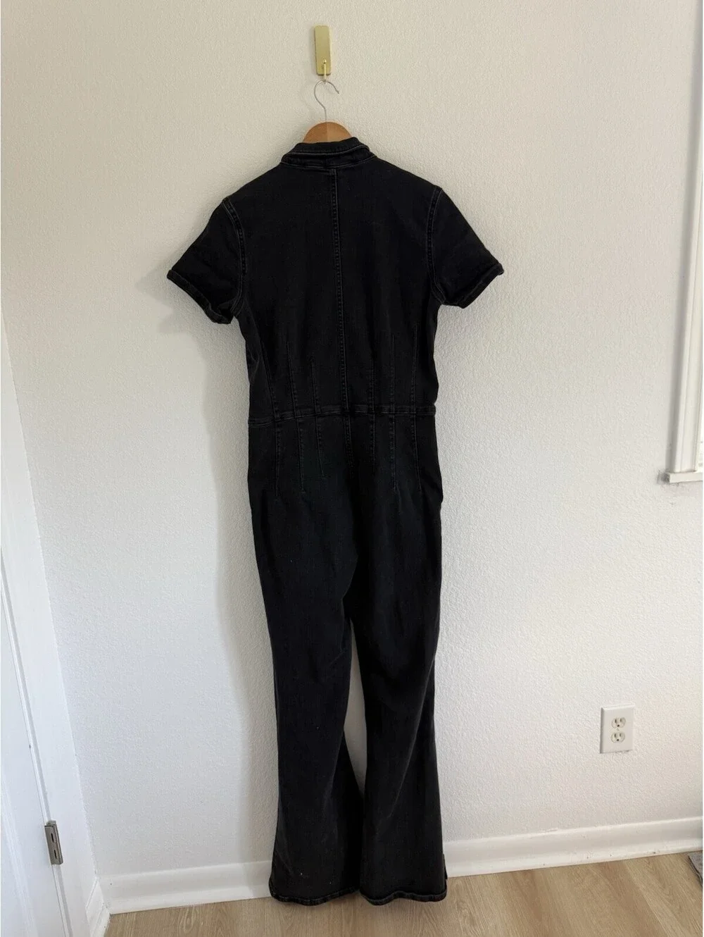Womens Free People We The Free Jayde Flare Jumpsuit Black Denim Size Large